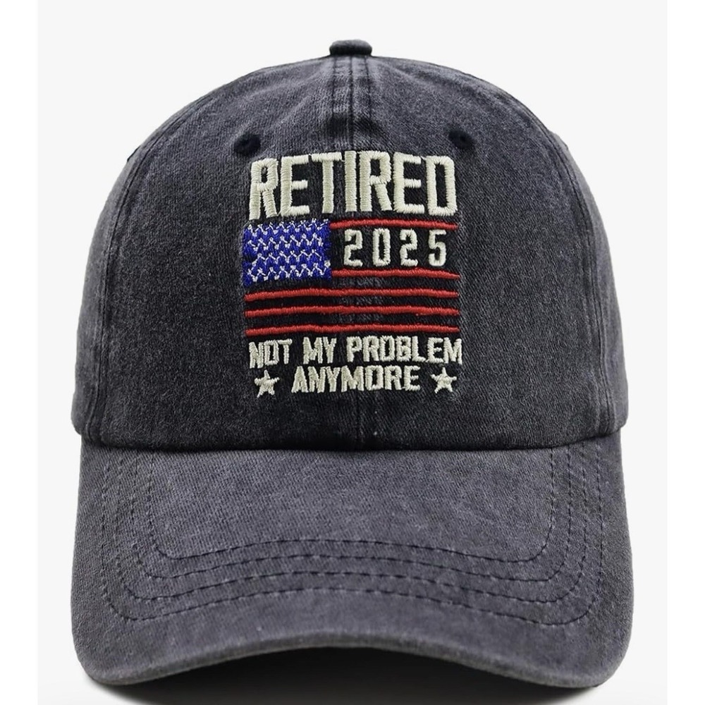 Retro Washed Distressed Baseball Cap Retired 2025 Flag Not My Problem Dad Hat[P]